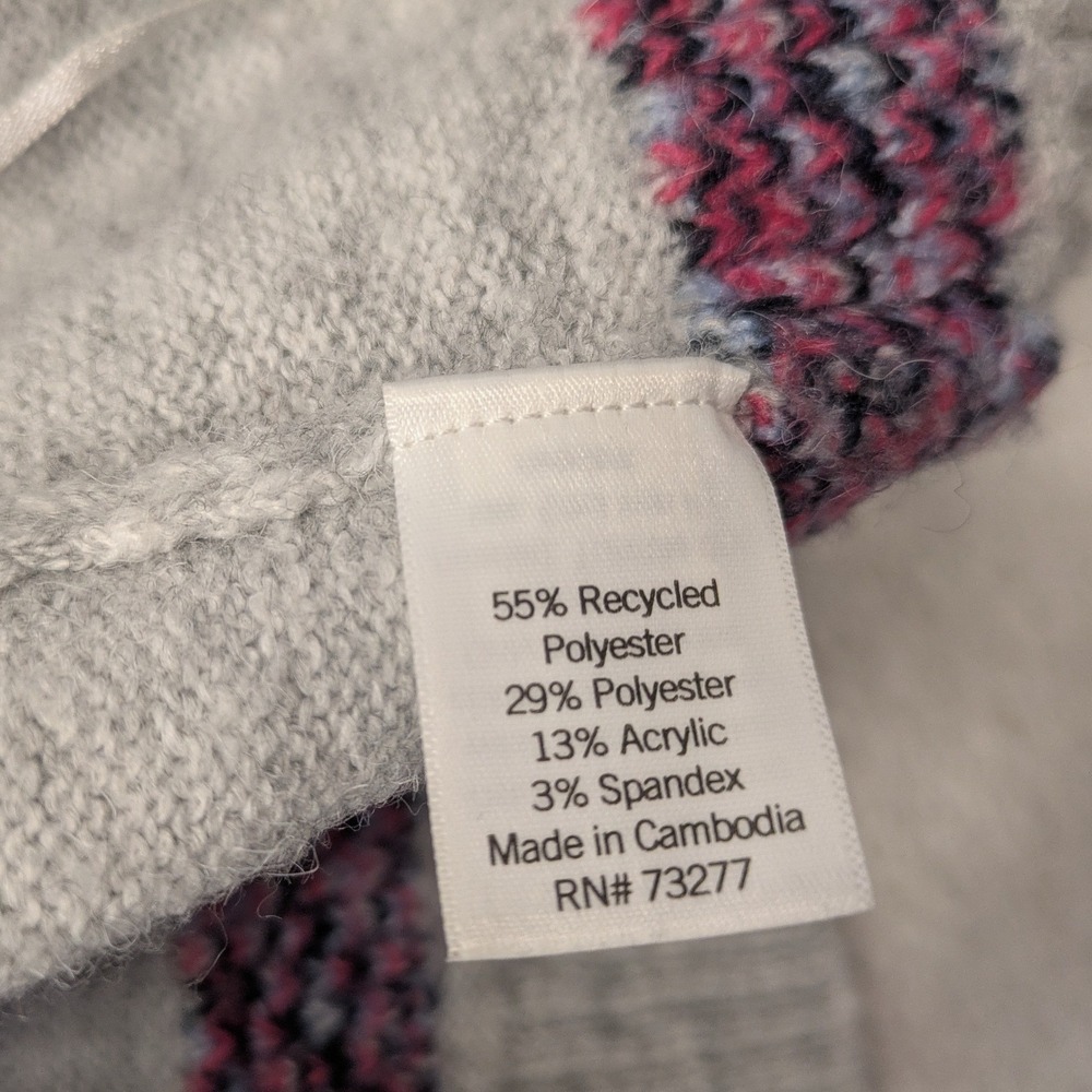 Croft & Barrow Cardigan Women's L Gray Fair Isle Open Front Sweater - Picture 6 of 8